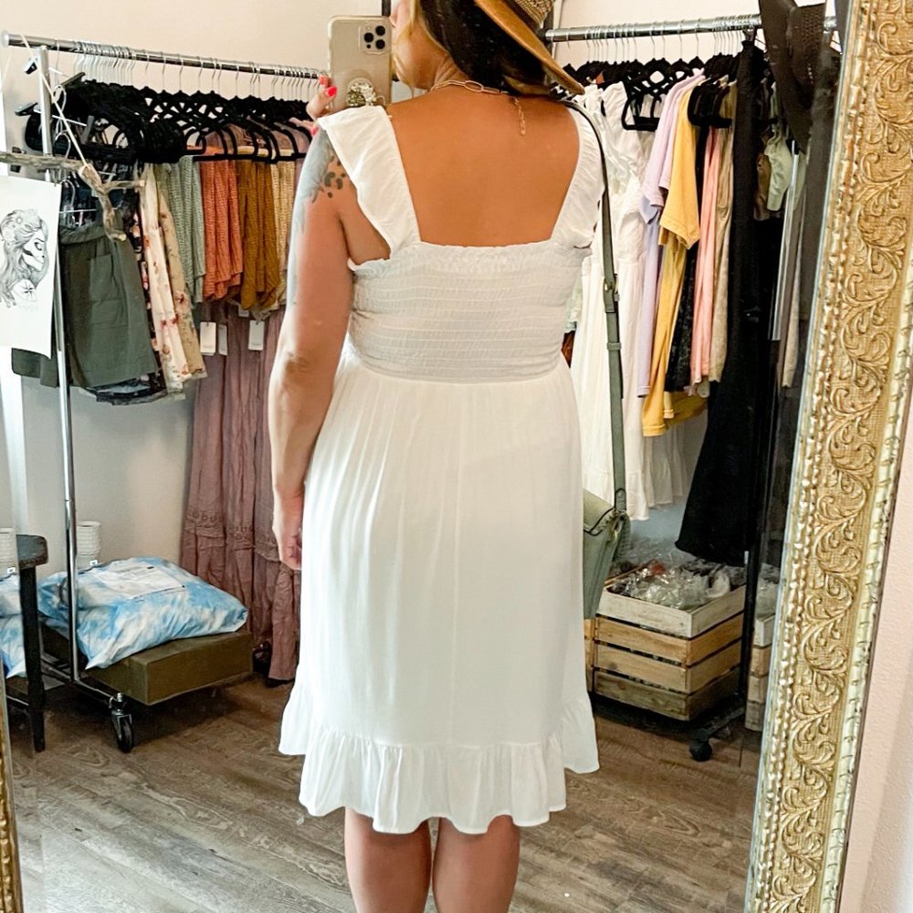 White Smocked Dress - Picture 3 of 3